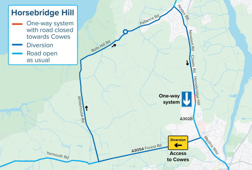 Horsebridge hill diversion map